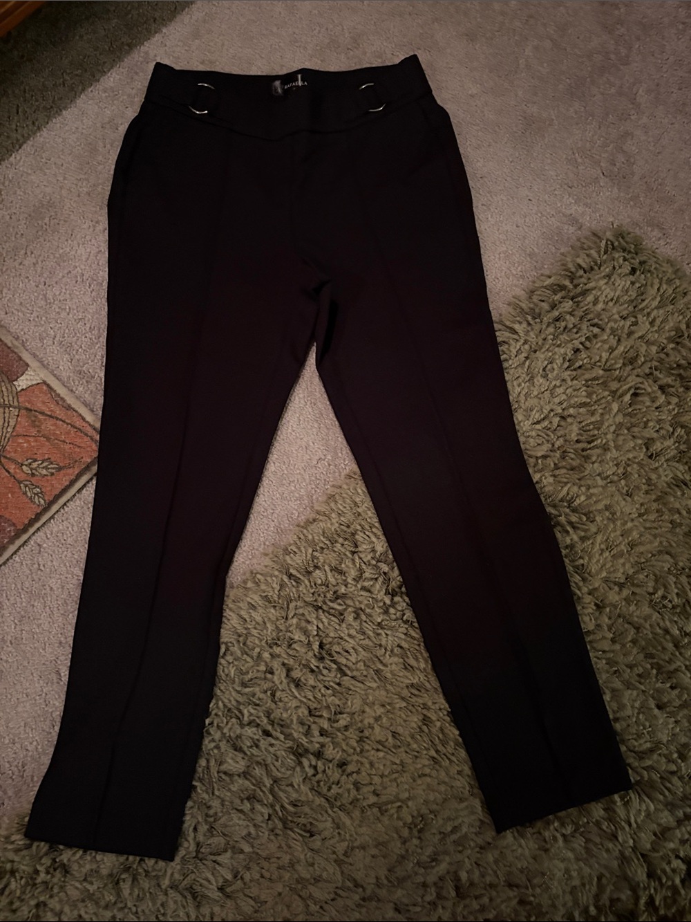 Rafaella Black Pull-On Ankle Pants with Ring Detail